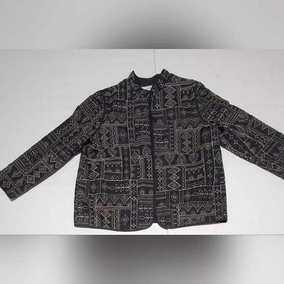 Black Jacquard Blazer open front. Brand Alfred dunner - Picture 3 of 11